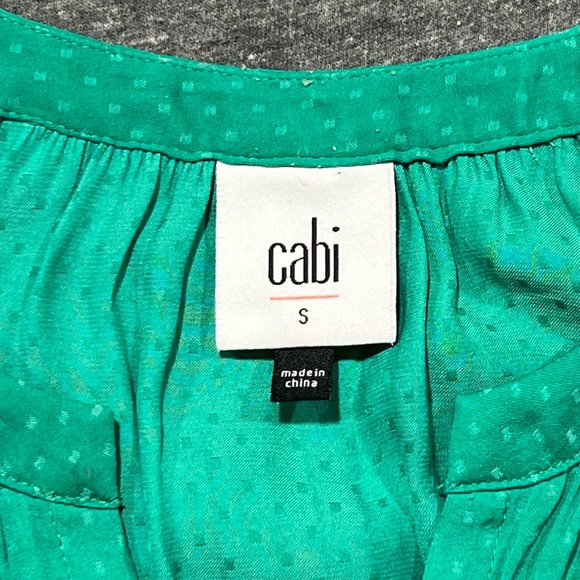 CAbi 5549 Lush Blouse with Green Swiss Polka Dots Green Size Small - Picture 10 of 14